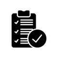 Black solid icon for True, document and review Royalty Free Stock Photo