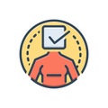 Color illustration icon for True, real and correct