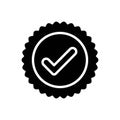 Black solid icon for True, tick and correct Royalty Free Stock Photo