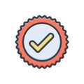 Color illustration icon for True, tick and ok Royalty Free Stock Photo