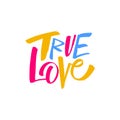 True love colorful lettering phrase sign. Modern typography expression text. Royalty Free Stock Photo