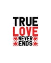 True love never ends.Hand drawn typography poster design Royalty Free Stock Photo