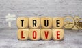 true love - romance concept -isolated text in letterpress wood type blocks Royalty Free Stock Photo