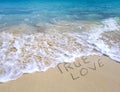 True love sign in beach sand