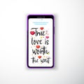 True love is worth the wait. Smartphone flat style as a template for social networks and stories