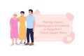 True meaning of family vector quote box with flat character