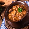 True North German mock turtle soup with mushrooms Royalty Free Stock Photo