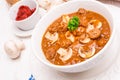 True North German mock turtle soup with mushrooms Royalty Free Stock Photo