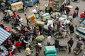 Traffic mess at Hanoi market in Vietnam Royalty Free Stock Photo