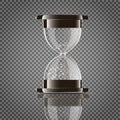 True transparent sand hourglass isolated on white background. Simple and elegant sand-glass timer. Sand clock icon 3d Royalty Free Stock Photo