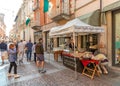 Truffles sale stall at time of truffle white Alba fair, Alba, Italy Royalty Free Stock Photo