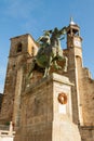 Trujillo main square with the Church of San Martin and the equestrian statue of Francisco Pizarro