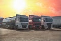Truks in row in the Parking lot Royalty Free Stock Photo