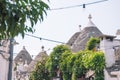 Trulli, traditional Apulian dry stone hut old houses with a conical roof in Alberobello Royalty Free Stock Photo