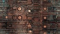 Truly Seamless Tile of Abstract Computer Circuit Board Background - Generative AI. With the option to seamlessly tile on all sides Royalty Free Stock Photo