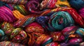 Tile Truly Seamless of Colorful Knitting Yarn And String Background - Generative AI. With the option to seamlessly tile on all