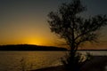 Truman Lake Sunset with Tree Siloutte Royalty Free Stock Photo