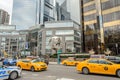 Trump International Hotel and Tower in New York City. Futuristic Skyscrapers and Avenue with Traffic. Vehicles on the Road Royalty Free Stock Photo