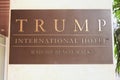 Trump Interntional Hotel Waikiki Beach Walk entrance sign. Royalty Free Stock Photo