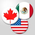 Trump Nafta Badges - Negotiation Deal With Canada And Mexico - 3d Illustration