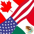 Trump Nafta Flags - Negotiation Deal With Canada And Mexico - 2d Illustration