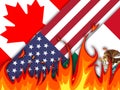 Trump Nafta Flags - Negotiation Deal With Canada And Mexico - 2d Illustration