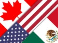 Trump Nafta Flags - Negotiation Deal With Canada And Mexico - 2d Illustration