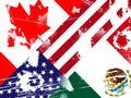 Trump Nafta Negotiation Deal With Canada And Mexico - 2d Illustration