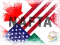 Trump Nafta Negotiation Deal With Canada And Mexico - 2d Illustration