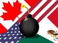 Trump Nafta Negotiation Deal With Canada And Mexico - 3d Illustration