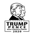 Trump Pence 2020 Keep America Great American Presidential Election Stencil Black and White