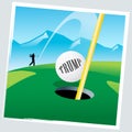 Trump Playing Golf Game On A Leisure Course - 2d Illustration