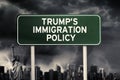 Trump`s Immigration Policy word under storm cloud Royalty Free Stock Photo