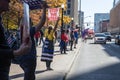 Trump Supporters Hold Signs up to Passing Traffic a Stop the Steal Rally Royalty Free Stock Photo