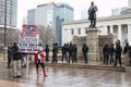 Trump Supporters Hold a Sign at the Ohio Statehouse Ahead of Biden`s Inauguration