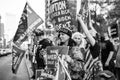 Trump Supporters Wave Signs at Passing Traffic at the Ohio Statehouse Royalty Free Stock Photo