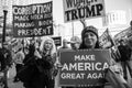 Trump Supporters Wave Signs at Passing Traffic at the Ohio Statehouse Royalty Free Stock Photo