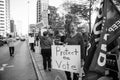 Trump Supporters Wave Signs at Passing Traffic at the Ohio Statehouse Royalty Free Stock Photo