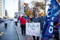 Trump Supporters Wave Signs at Passing Traffic at the Ohio Statehouse Royalty Free Stock Photo