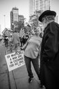 Trump Supporters Wave Signs at Passing Traffic at the Ohio Statehouse Royalty Free Stock Photo