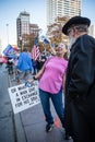 Trump Supporters Wave Signs at Passing Traffic at the Ohio Statehouse