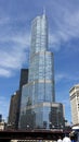 The Trump Tower as seen from the Chicago River.