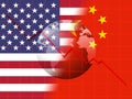Trump Trade Tariffs On China As Levy And Penalty - 2d Illustration