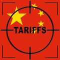 Trump Trade Tariffs On China As Levy And Penalty - 2d Illustration