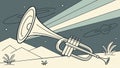 Trumpet with Abstract Light Rays, Flat Vector Illustration, vector design Generative AI Royalty Free Stock Photo