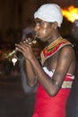 A Trumpet Blower performs during the Esala Perahera in Kandy, Sri Lanka.