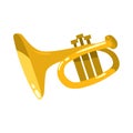 The trumpet. Brass instrument funny vector illustration