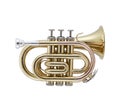 Golden Trumpet, Brass Music Instrument Isolated on White background Royalty Free Stock Photo