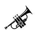 Trumpet brass instrument simple style detailed logo icon vector illustration isolated. Musical device for concerts, playing and