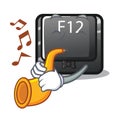 With trumpet button f12 in the cartoon shape